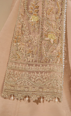 Luxury Champagne Gold Embroidered Designer Long Jacket Suit with Handcrafted Detailing