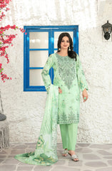 Parizah by MyTaraz Fabrics Embroidered Lawn Unstitched 3 Piece Suit - D-2727 - TF26PRZ - Sea Green - Summer Collection
