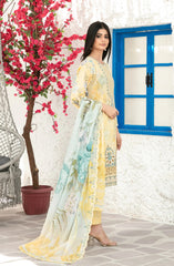 Parizah by MyTaraz Fabrics Embroidered Lawn Unstitched 3 Piece Suit - D-2722 - TF26PRZ - Yellow - Summer Collection