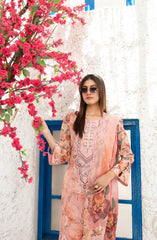 Parizah by MyTaraz Fabrics Embroidered Lawn Unstitched 3 Piece Suit - D-2724 - TF26PRZ - Peach - Summer Collection