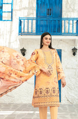 Parizah by MyTaraz Fabrics Embroidered Lawn Unstitched 3 Piece Suit - D-2723 - TF26PRZ - Orange - Summer Collection