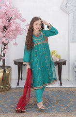 Shanzey Roshni Embroidered Organza Stitched 3 Piece Suit - SHK-5802 - SHZ26RSN - Emarald Green - Girls Formal Collection