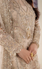 Luxury Ivory Gold Embroidered Designer Suit with Intricate Handcrafted Detailing