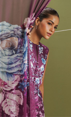 AERO-6B – Mulberry Rose Printed Lawn Suit with Purple Border Dupatta