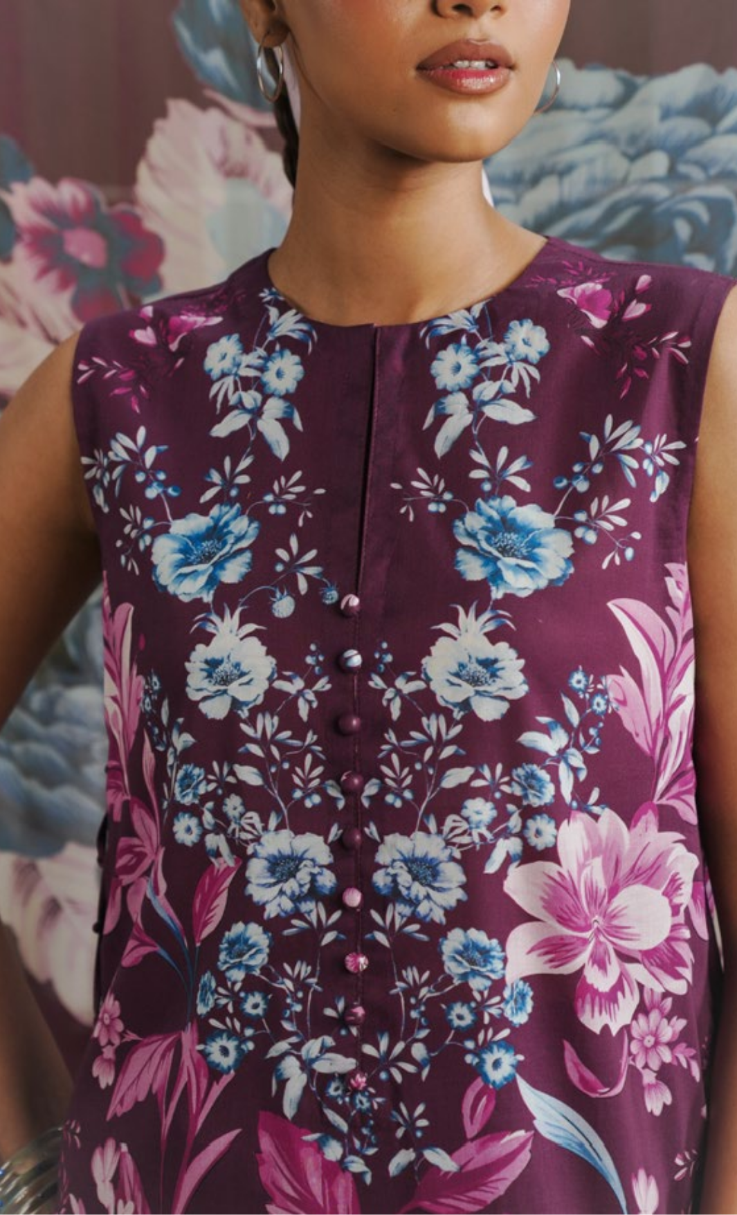 AERO-6B – Mulberry Rose Printed Lawn Suit with Purple Border Dupatta