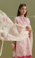 AYLA-8B – Blush Pink Floral Printed Lawn Suit with Scalloped Trousers