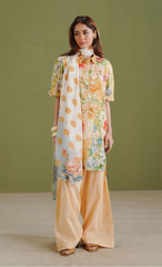 ELIX-9B – Yellow Floral Printed Lawn Suit with Polka Dot Dupatta