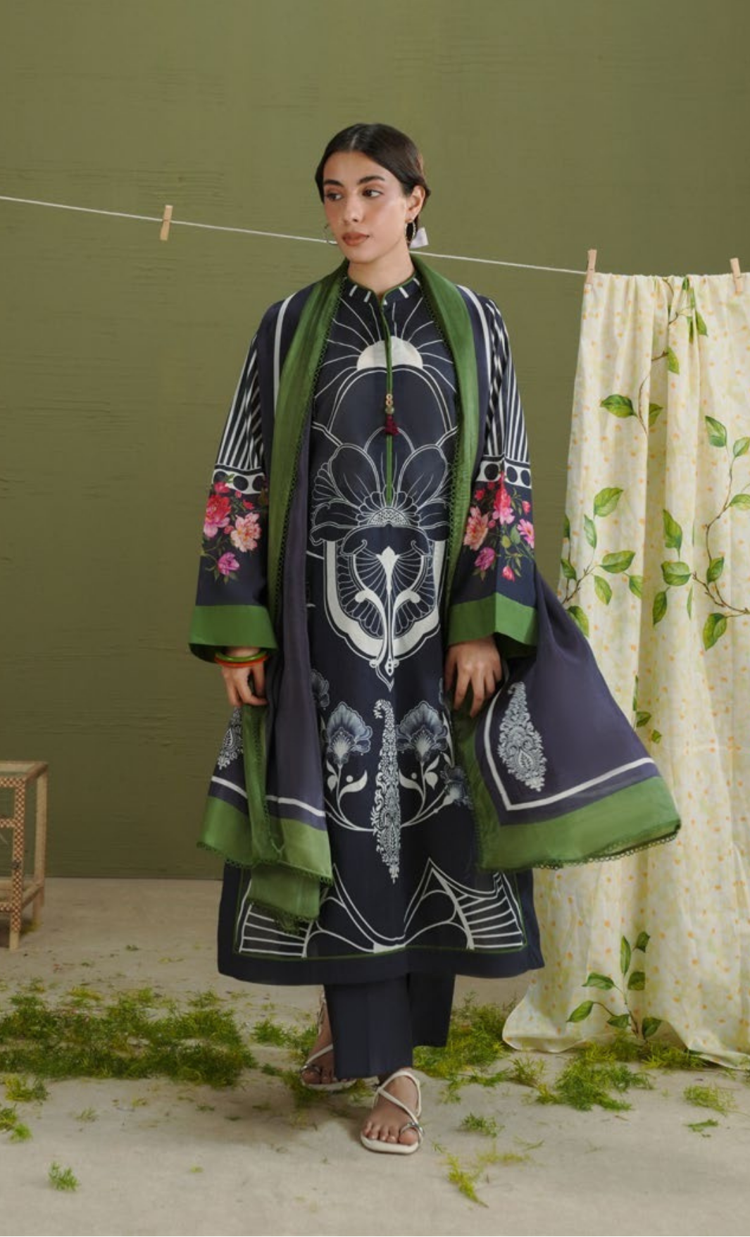 RAYA-10B – Midnight Blue Art Nouveau Printed Lawn Suit