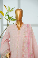 Bin Saeed Pastel Pink Embroidered 3-Piece Luxury Lawn Suit