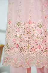 Bin Saeed Pastel Pink Embroidered 3-Piece Luxury Lawn Suit