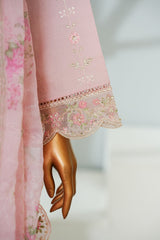Bin Saeed Pastel Pink Embroidered 3-Piece Luxury Lawn Suit