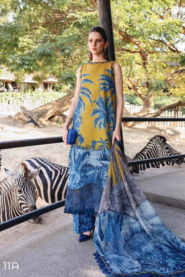 11A – Printed Lawn Shirt with Chiffon Dupatta & Embroidered Patti