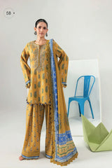 Maria.B. M.Basics 5B – Mustard Printed Lawn Suit with Voile Dupatta