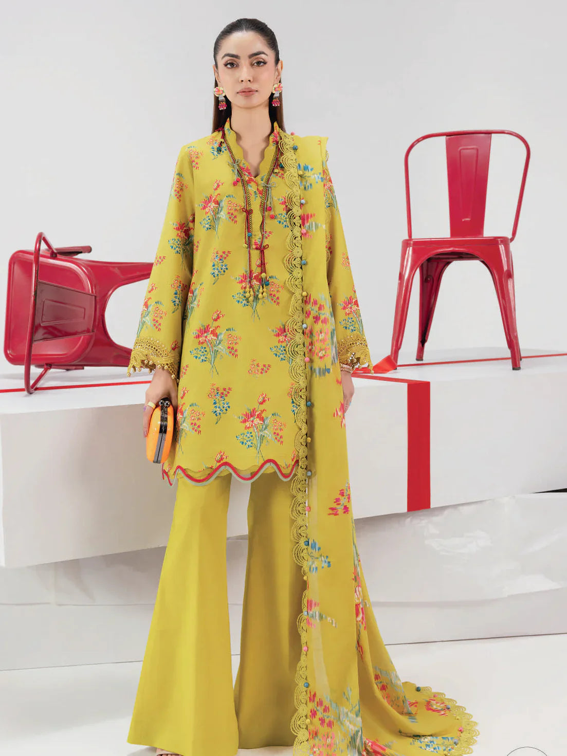 Maria.B. M.Basics 6B – Printed Lawn Suit with Voile Dupatta