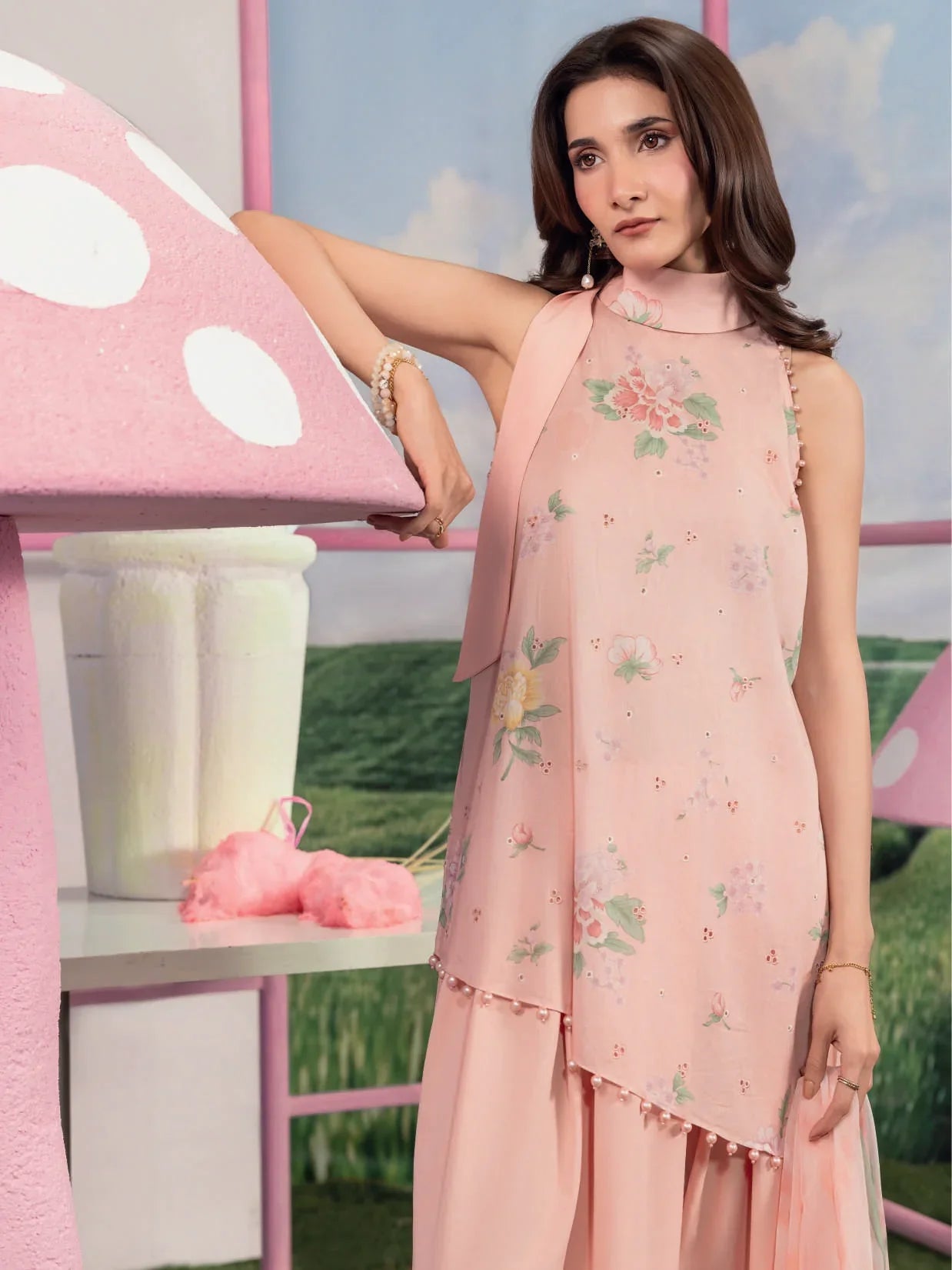 Maria.B. M.Basics 8A – Printed Embroidered Lawn Suit with Chiffon Dupatta