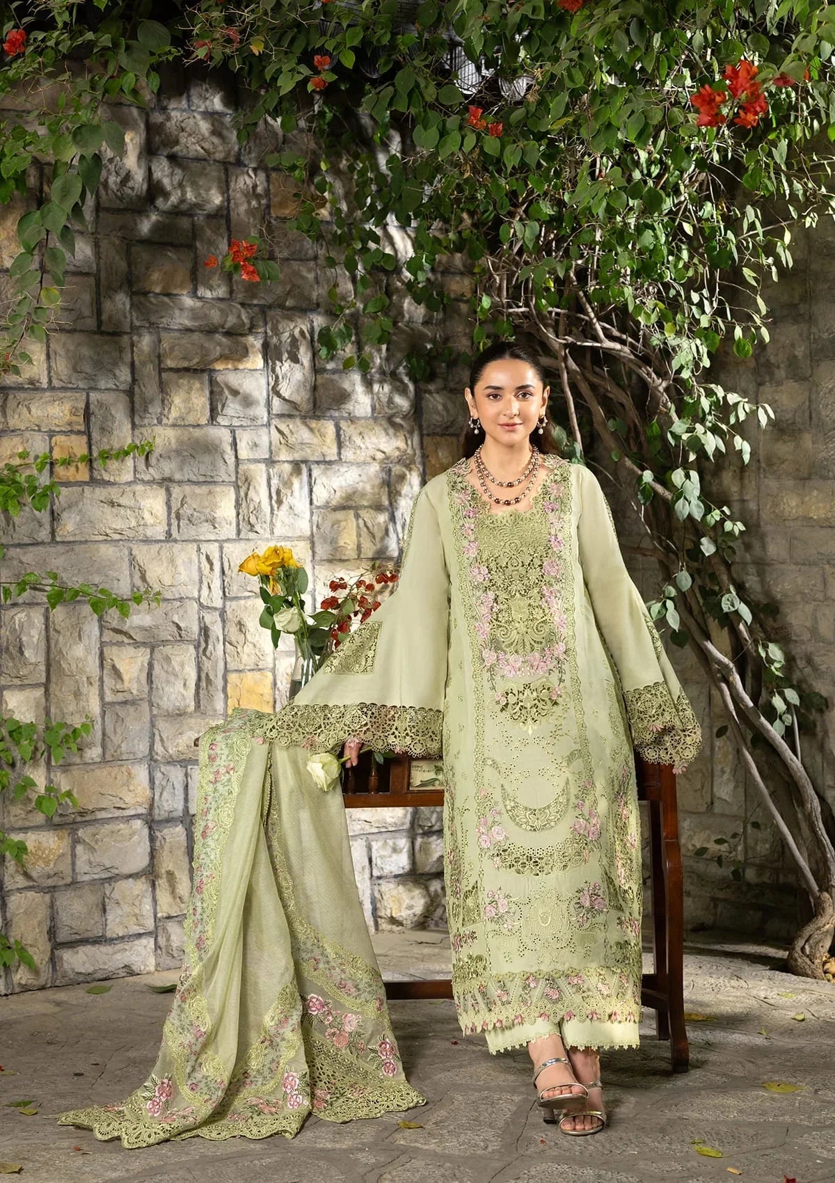 Elaf Premium Embroidered Luxury Lawn 3Pc Suit ELY-11 SPANISH MUSE