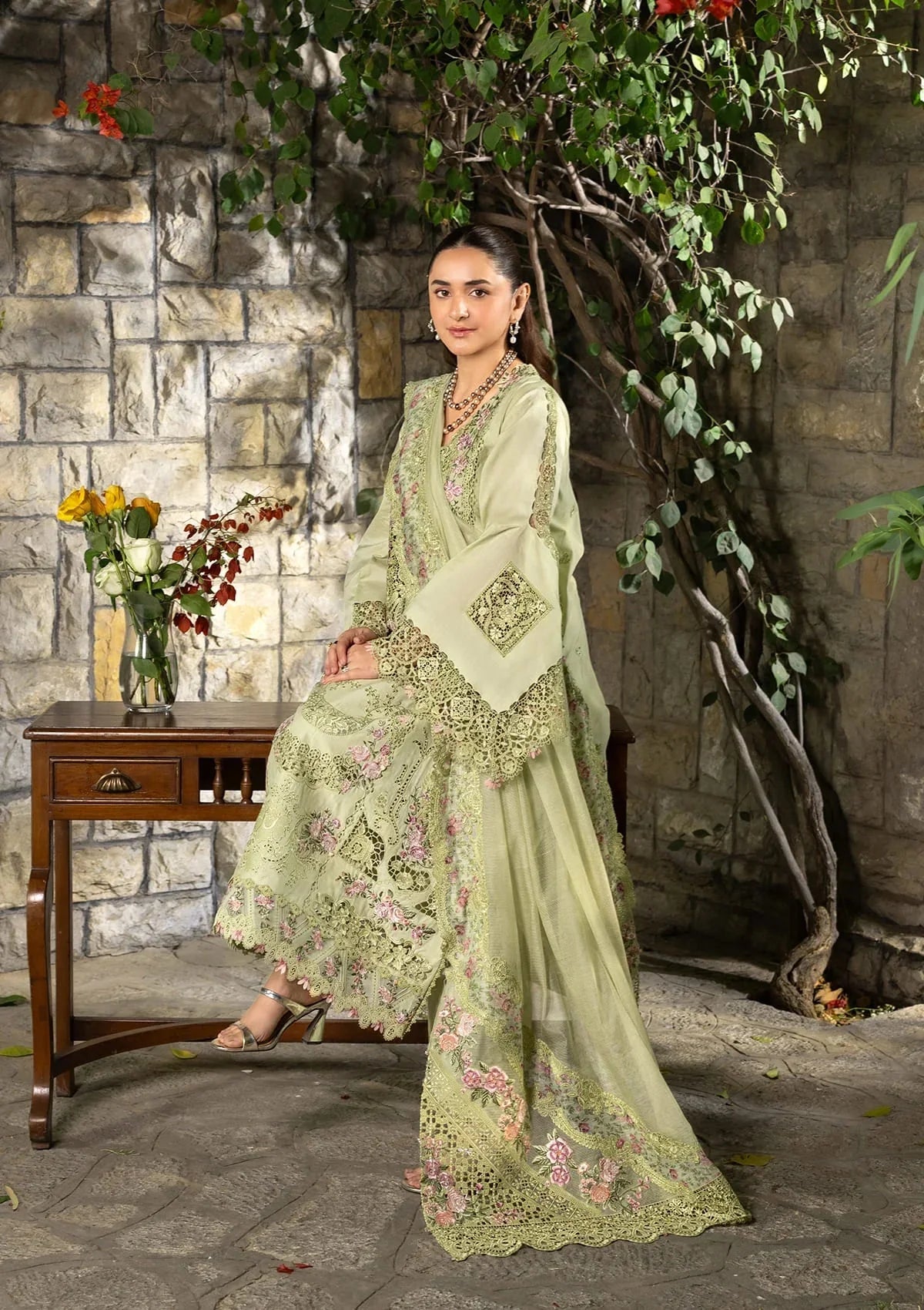 Elaf Premium Embroidered Luxury Lawn 3Pc Suit ELY-11 SPANISH MUSE