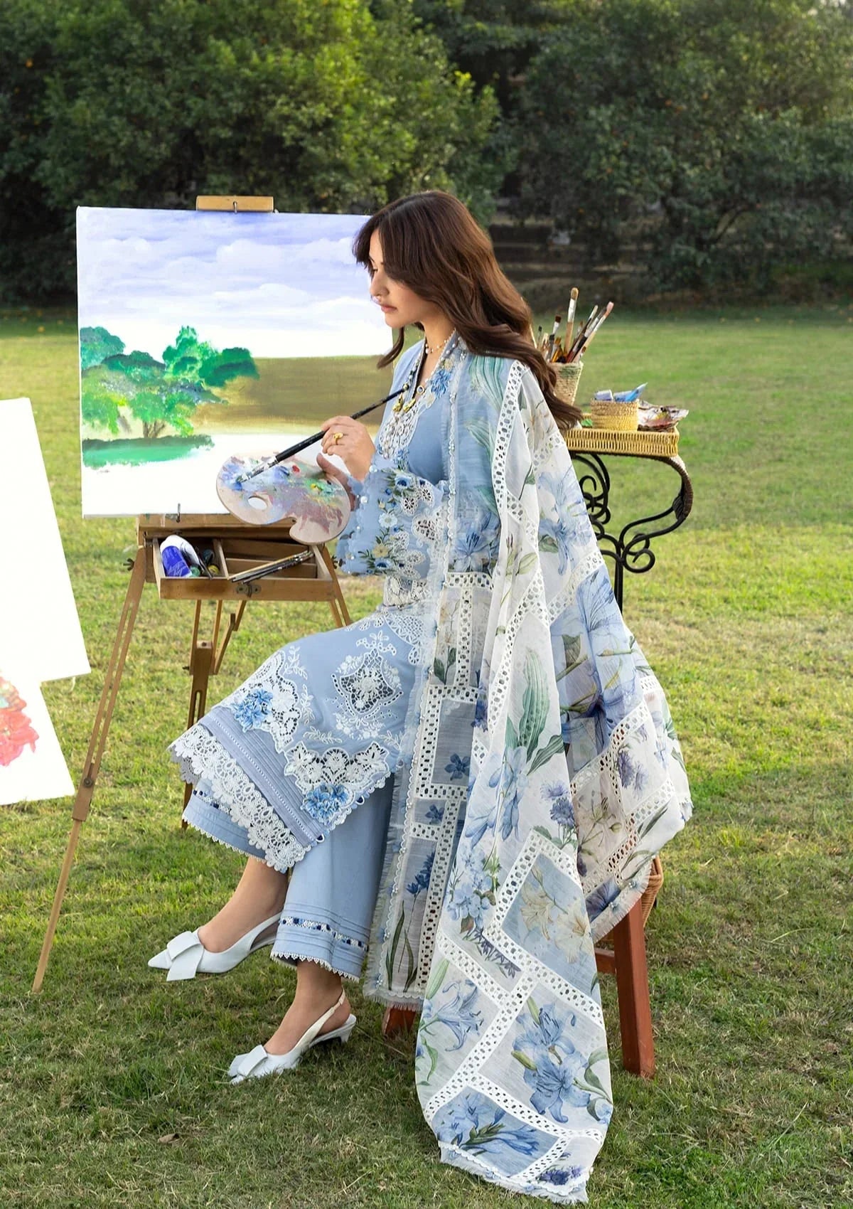 Elaf Premium Embroidered Luxury Lawn 3Pc Suit ELY-01B SERENITY