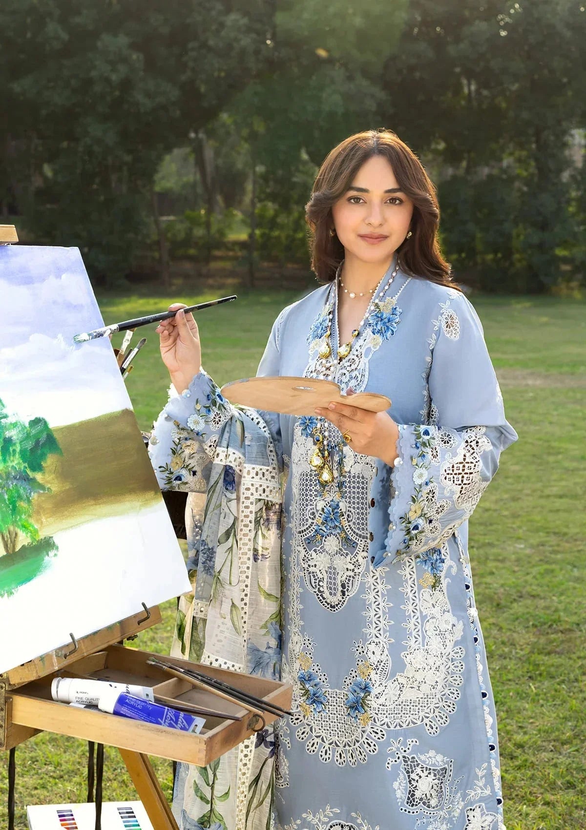 Elaf Premium Embroidered Luxury Lawn 3Pc Suit ELY-01B SERENITY