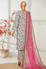 Bin Saeed Stitched 3 Piece Exclusive Emb Lawn Vol-02 Suit-NSM-2821-GREEN