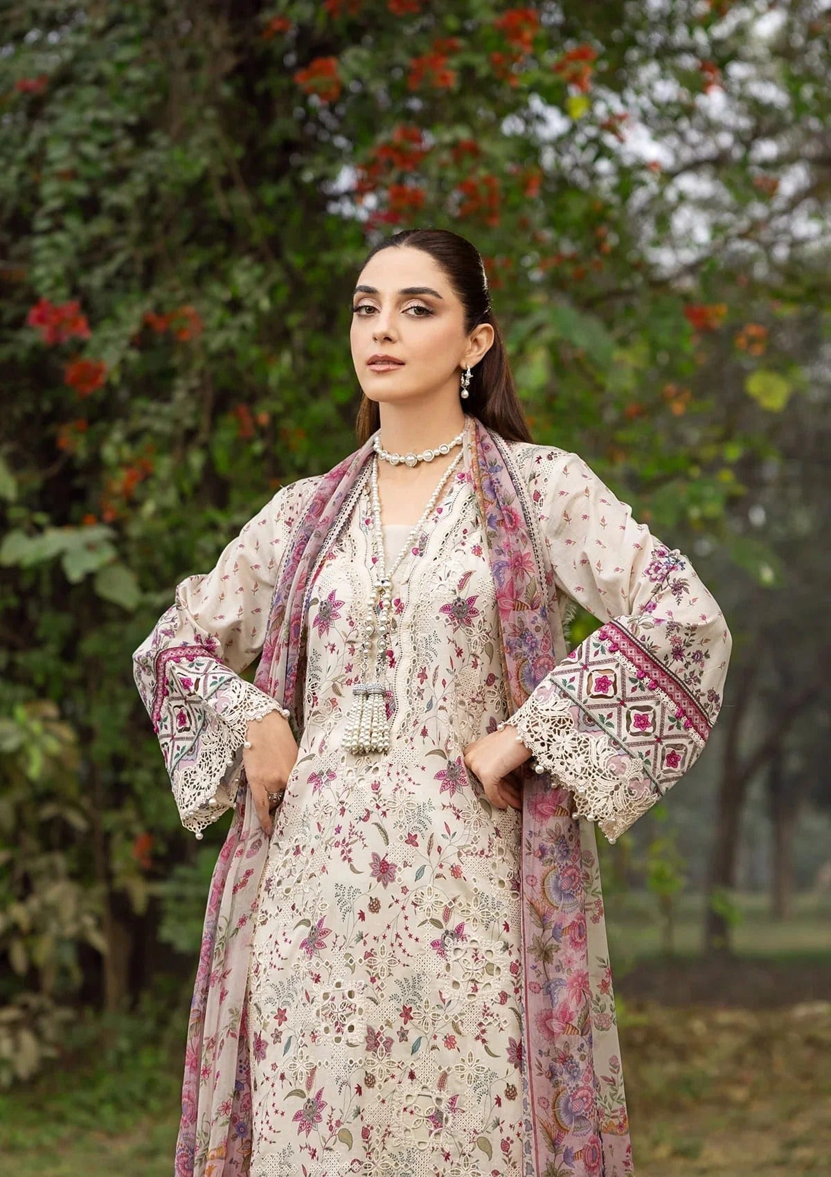 Elaf Premium Print Chikankari Lawn Unstitched 3PC Suit – ERC-5A Mehr