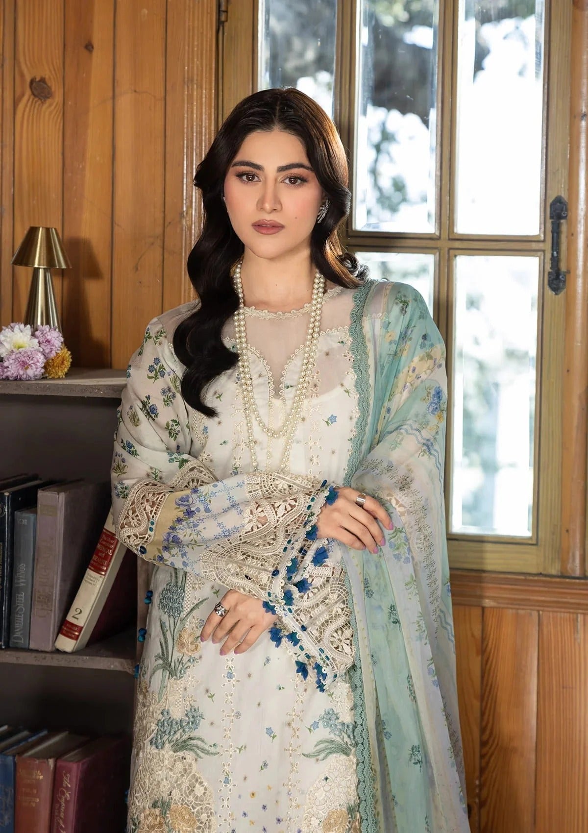 Elaf Premium Print Chikankari Lawn Unstitched 3PC Suit – ERC-1A Sahil