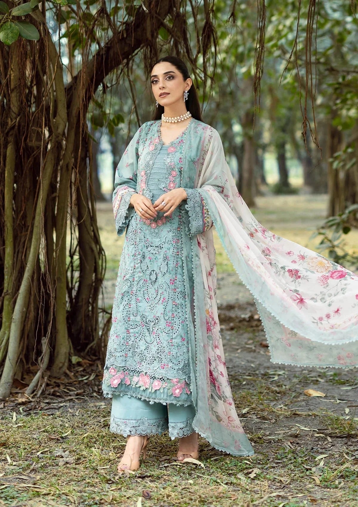 Elaf Premium Print Chikankari Lawn Unstitched 3PC Suit – ERC-2B Batik