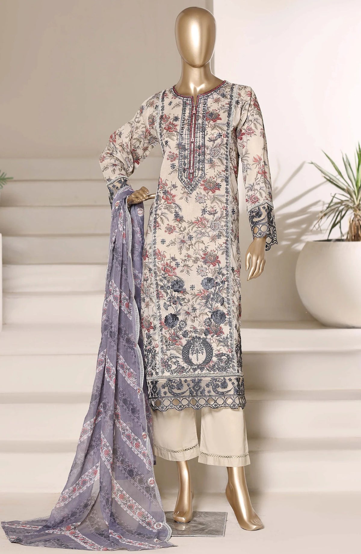 Sadabahar Signature Embroidered Stitched 3 Piece Suit - D-03 - SBD26VOL - Fawn - Festive Collection