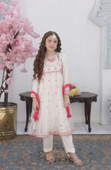 Shanzey Roshni Embroidered Organza Stitched 3 Piece Suit - SHK-5801 - SHZ26RSN - Off White - Girls Formal Collection