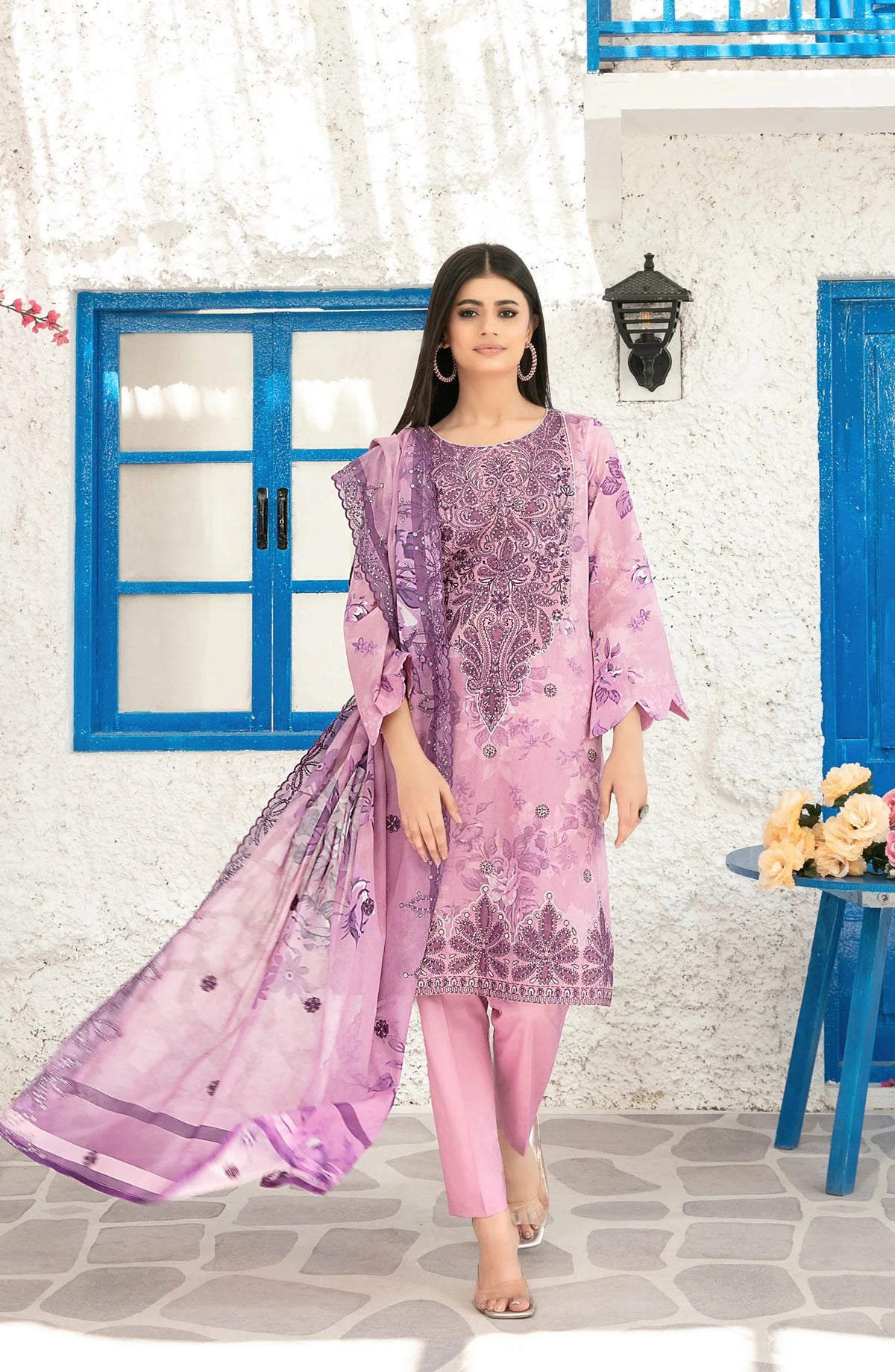 Parizah by MyTaraz Fabrics Embroidered Lawn Unstitched 3 Piece Suit - D-2730 - TF26PRZ - Purple - Summer Collection